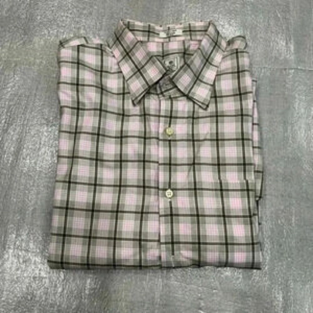 Men's Long-Sleeve Plaid Button-Up Shirt - Green/White - Picture 2 of 6